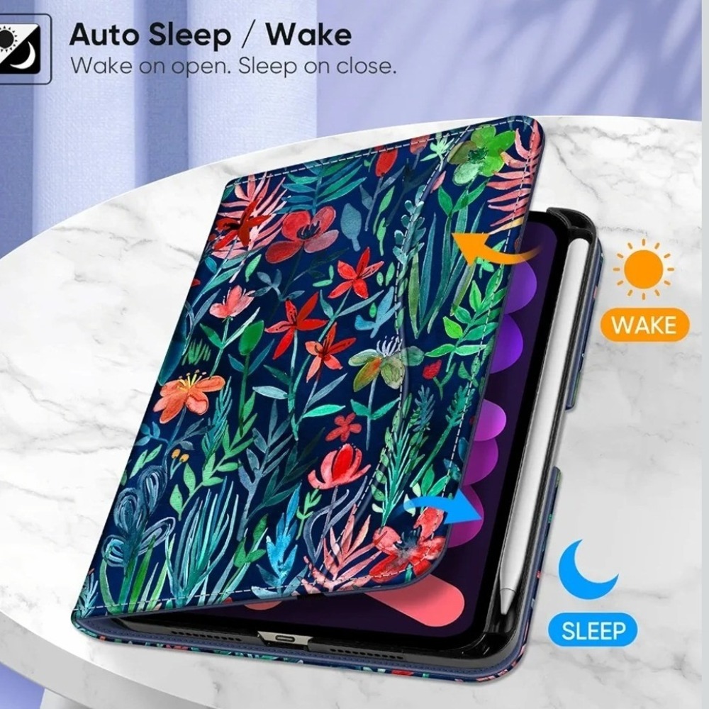 Fintie iPad Mini 6 Case 8.3 Navy Floral Smart Folio Stand Cover A2567 3479 NWOT
